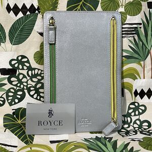 ROYCE New York RFID-Blocking 4 Zip Organizer Travel Case Silver Leather Wallet